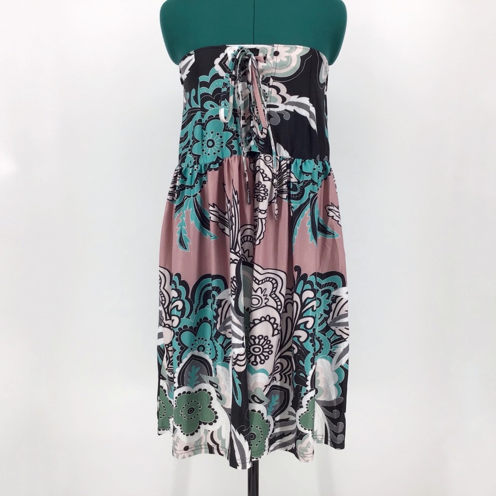 Reborn Strapless Floral Paisley Print Dress, Med